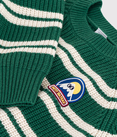 CHILDREN'S STRIPY JUMPER IN WOOL AND COTTON