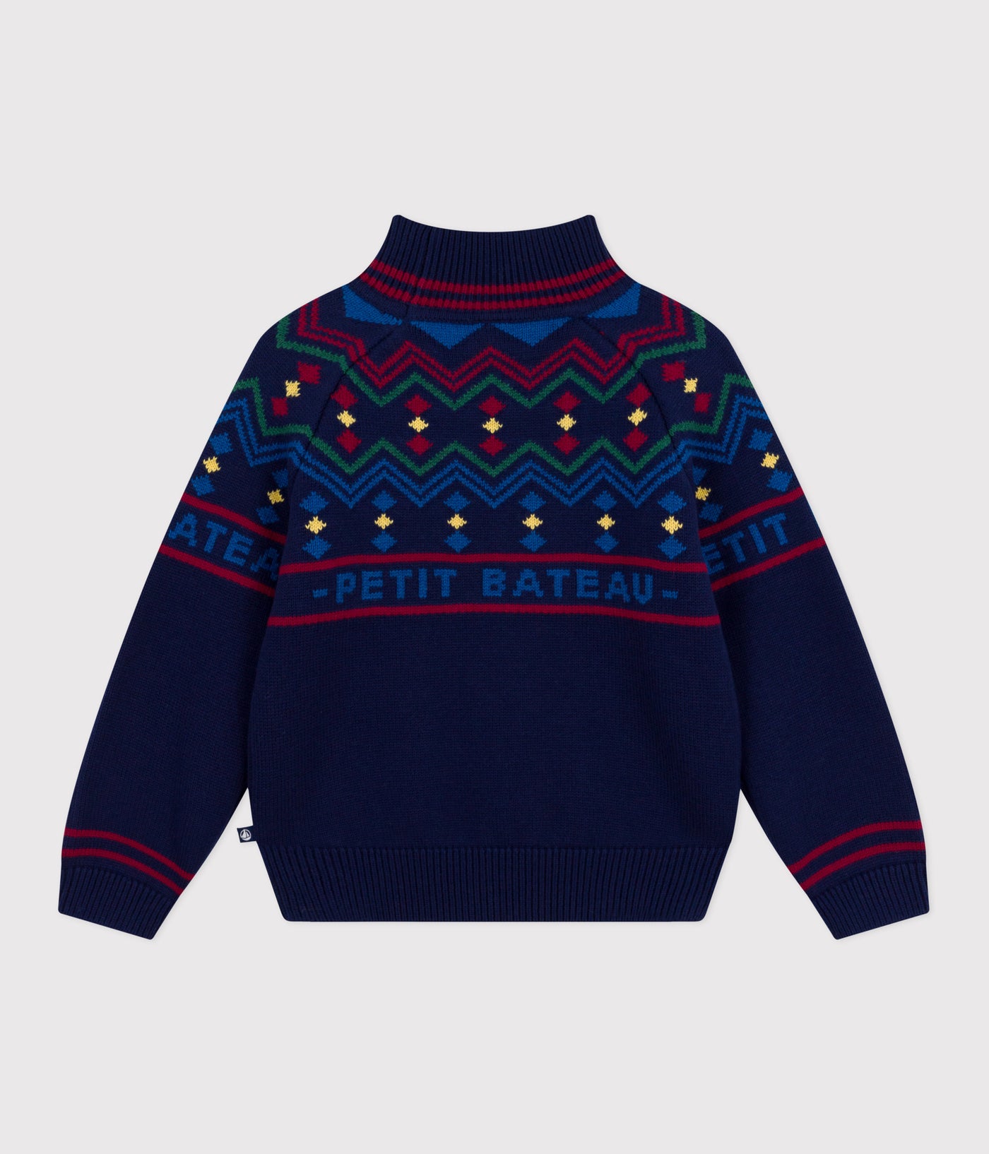 CHILDREN'S HIGH-NECKED JUMPER IN PATTERNED WOOL AND COTTON