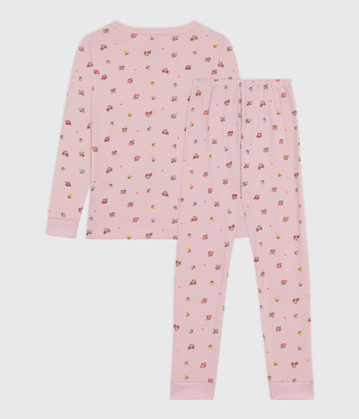 CHILDREN'S PYJAMAS IN COTTON WITH A FLOWER PRINT AND SNUG-FITTING LEGS