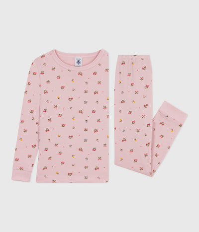 CHILDREN'S PYJAMAS IN COTTON WITH A FLOWER PRINT AND SNUG-FITTING LEGS