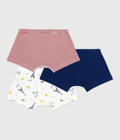 PACK OF CHILDREN'S PARIS-PRINT COTTON BOXERS WITH COVERED WAISTBANDS