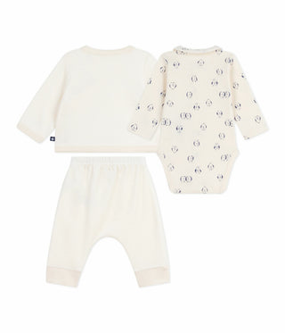 BABY UNISEX ORGANIC COTTON WRAP-AROUND TOP, PANTS AND BODYSUIT 3-PC SET