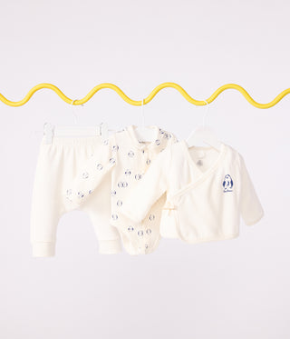 BABY UNISEX ORGANIC COTTON WRAP-AROUND TOP, PANTS AND BODYSUIT 3-PC SET