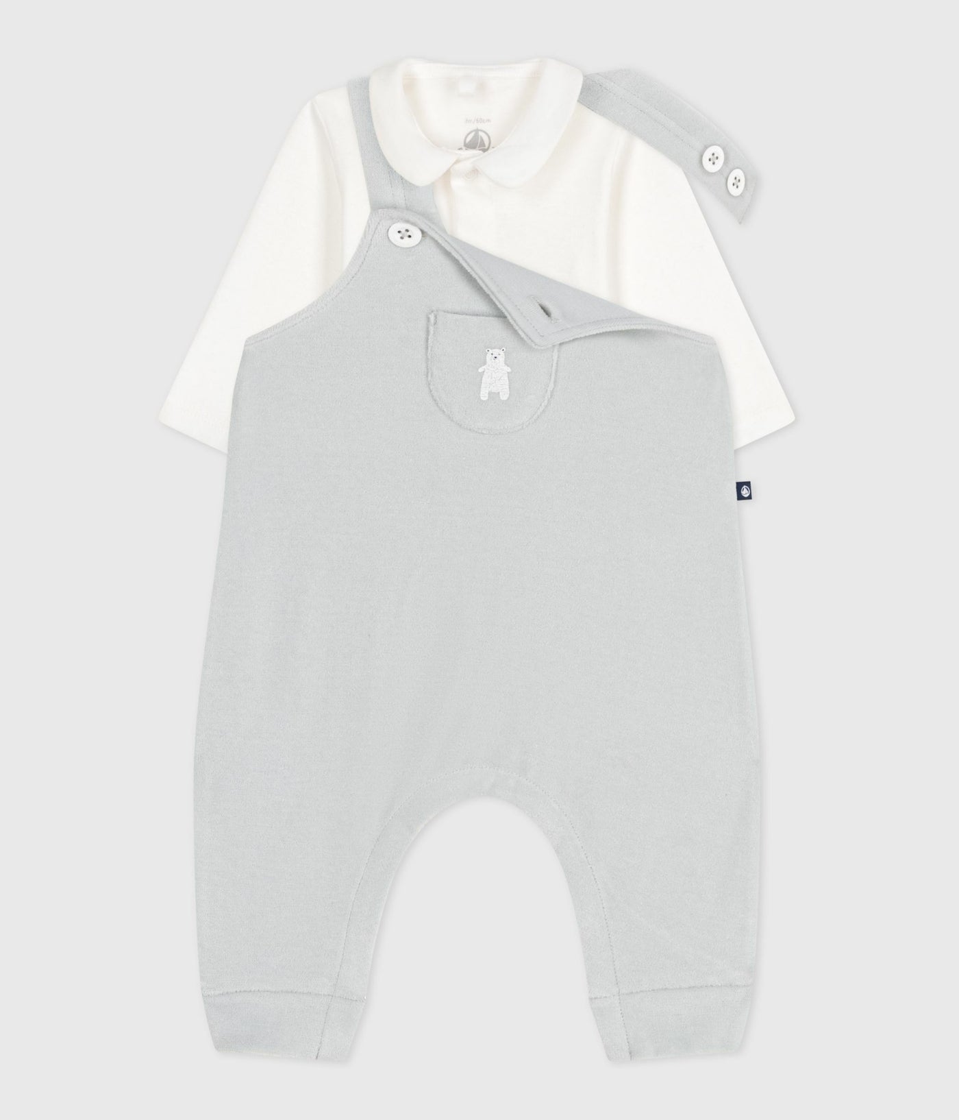 BABIES' DUNGAREES IN PLAIN COTTON WITH STYLISH DETAILS