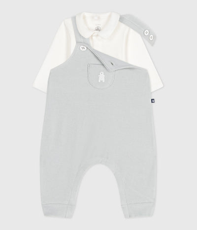 BABIES' DUNGAREES IN PLAIN COTTON WITH STYLISH DETAILS
