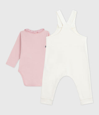 BABY GIRL'S ORGANIC COTTON DUNGAREES AND BODYSUIT 2-PC SET