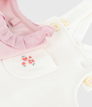 BABY GIRL'S ORGANIC COTTON DUNGAREES AND BODYSUIT 2-PC SET