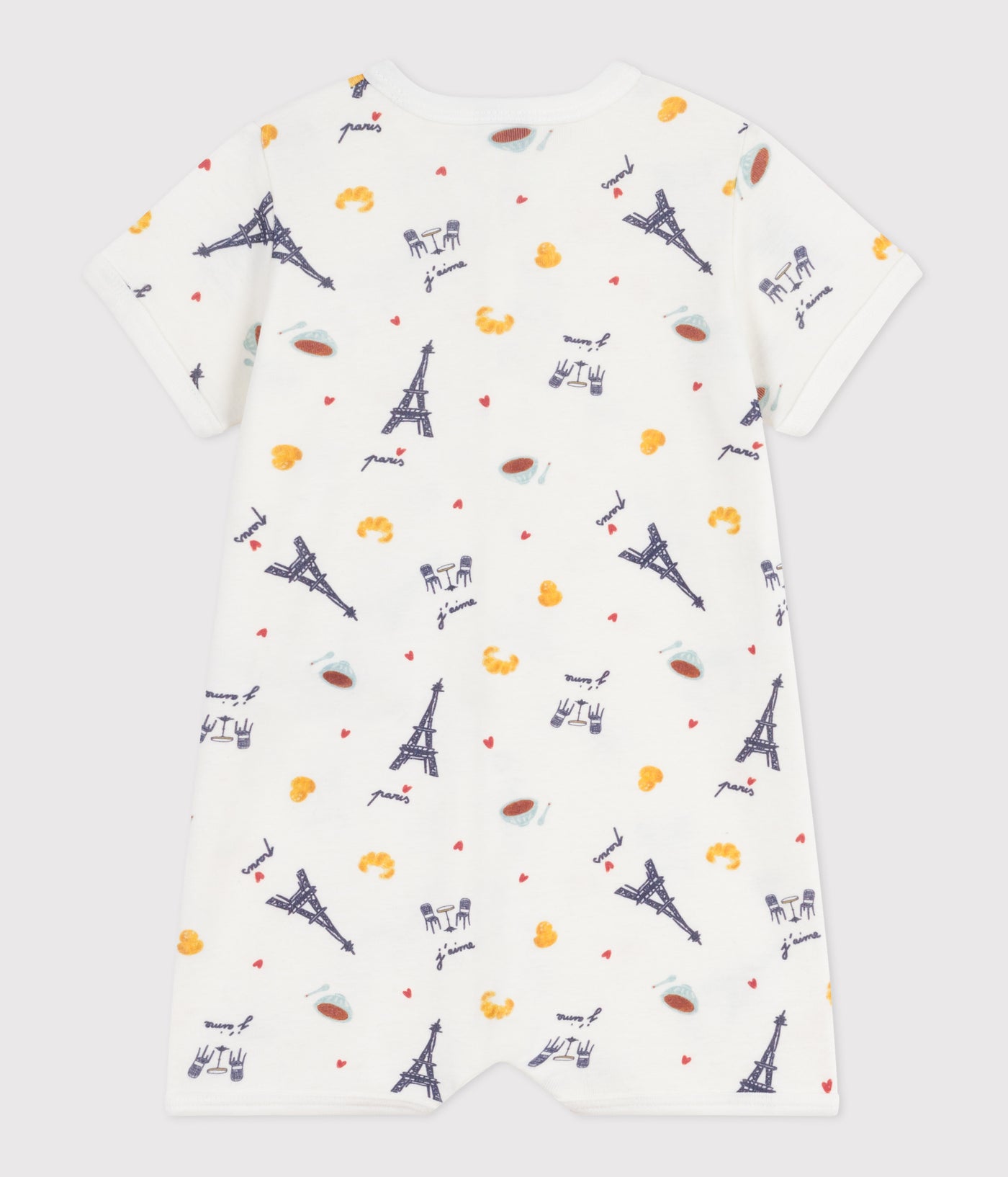 BABIES' PARIS PRINT COTTON PLAYSUIT WITH A COLLAR