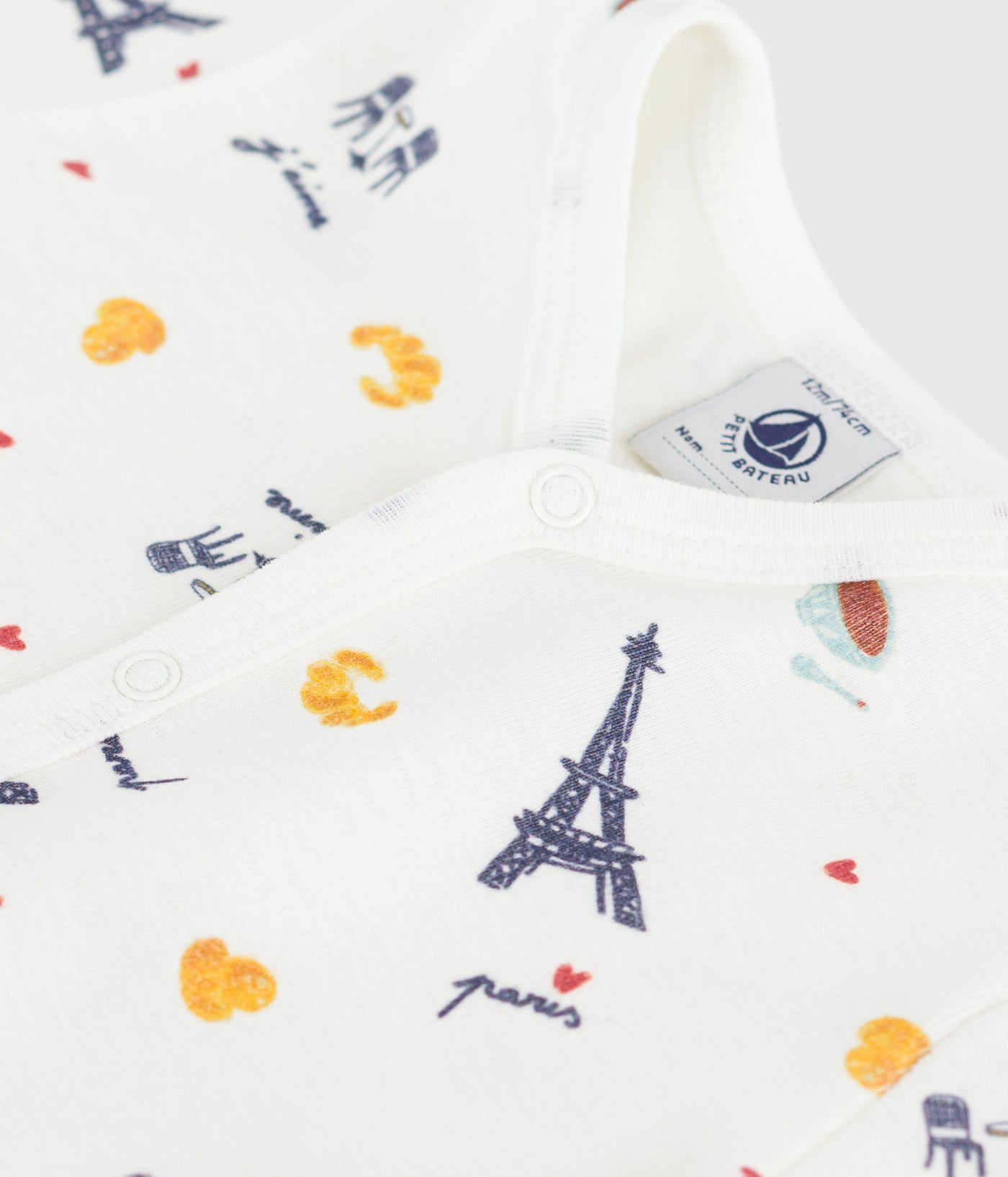 BABIES' PARIS PRINT COTTON PLAYSUIT WITH A COLLAR