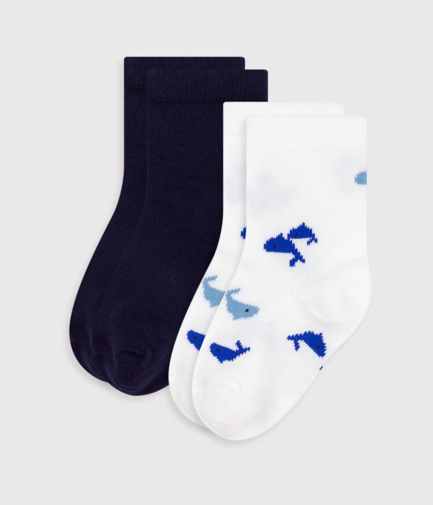 BABIES' WHALE-PRINT COTTON SOCKS - 2-PACK