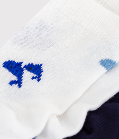 BABIES' WHALE-PRINT COTTON SOCKS - 2-PACK