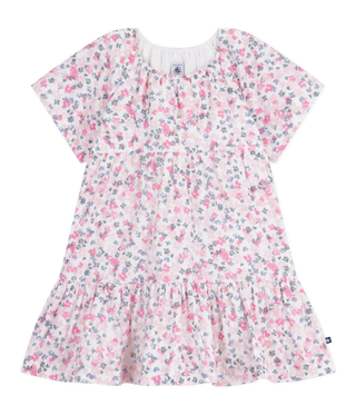 GIRL'S ORGANIC COTTON POPLIN DRESS IN FLORAL PRINT