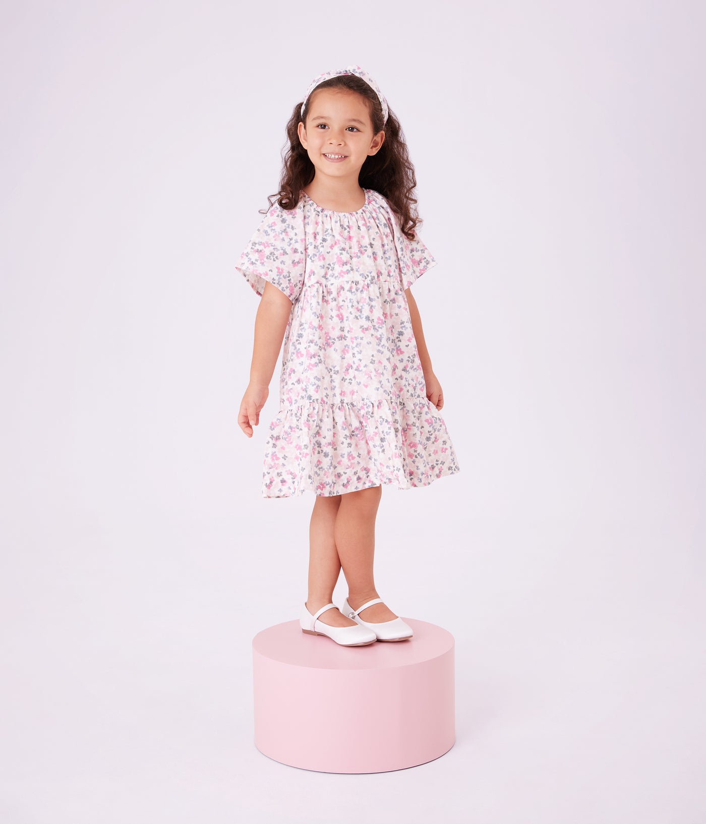 CHILDREN'S SHORT-SLEEVED PRINTED COTTON DRESS