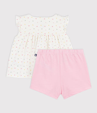 BABY GIRL'S ORGANIC COTTON BLOUSE AND SHORTS 2-PC SET