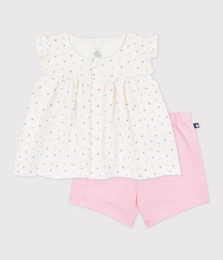 BABY GIRL'S ORGANIC COTTON BLOUSE AND SHORTS 2-PC SET