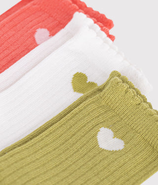 GIRL'S COTTON JERSEY HIGH-CUT SOCKS - 3-PACK