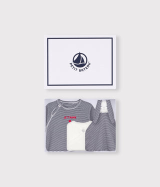 NEWBORN BABY UNISEX ORGANIC COTTON BODYSUIT, SLEEPSUIT AND TOY IN GIFT BOX - 3-PACK