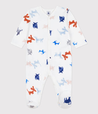 BABY BOY'S ORGANIC COTTON FOOTED SLEEPSUIT