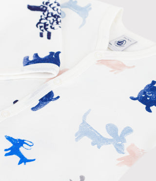 BABY BOY'S ORGANIC COTTON FOOTED SLEEPSUIT