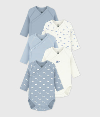 BABY BOY'S ORGANIC COTTON WRAPOVER BODYSUIT - 5-PACK