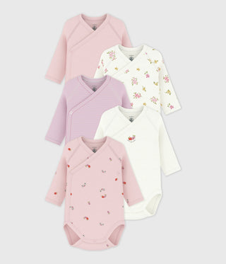 BABY GIRL'S ORGANIC COTTON WRAPOVER BODYSUIT - 5-PACK
