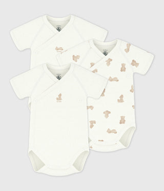 BABY UNISEX ORGANIC COTTON WRAPOVER BODYSUIT - 3-PACK