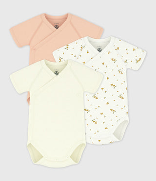 BABY GIRL'S ORGANIC COTTON WRAPOVER BODYSUIT - 3-PACK