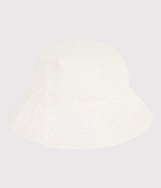 GIRL'S ORGANIC COTTON POPLIN AND BRODERIE ANGLAISE WIDE BRIMMED FLOPPY SUN HAT