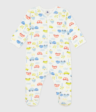 BABY BOY'S ORGANIC COTTON FOOTED SLEEPSUIT
