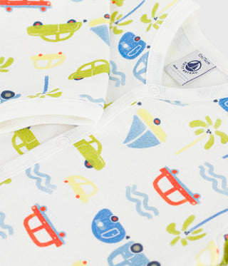 BABY BOY'S ORGANIC COTTON FOOTED SLEEPSUIT