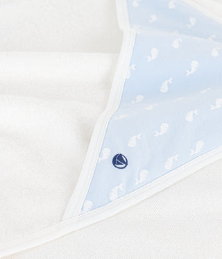 NEWBORN BABY UNISEX ORGANIC COTTON BATH WRAP IN MINI WHALE PRINT
