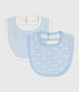 NEWBORN BABY BOY'S ORGANIC COTTON BIBS - 2-PACK