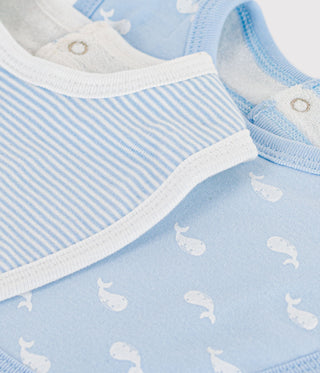 NEWBORN BABY BOY'S ORGANIC COTTON BIBS - 2-PACK