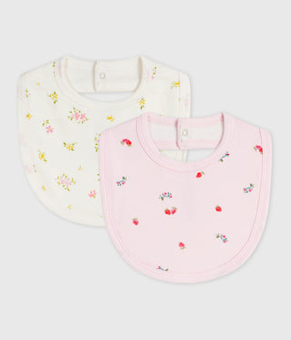 NEWBORN BABY GIRL'S ORGANIC COTTON BIBS - 2-PACK