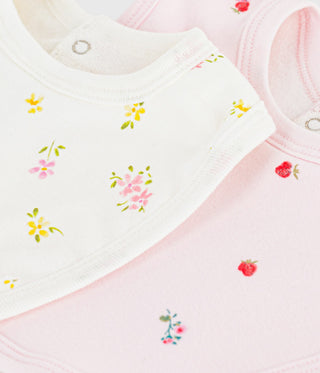 NEWBORN BABY GIRL'S ORGANIC COTTON BIBS - 2-PACK