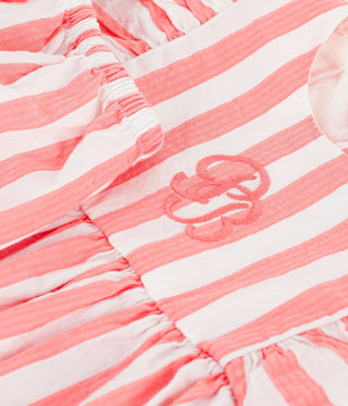 BABY GIRL'S COTTON SLEEVELESS DRESS WITH STRIPY BLOOMERS