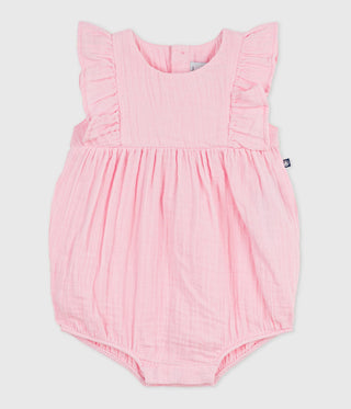 BABY GIRL'S ORGANIC COTTON GAUZE ROMPERS