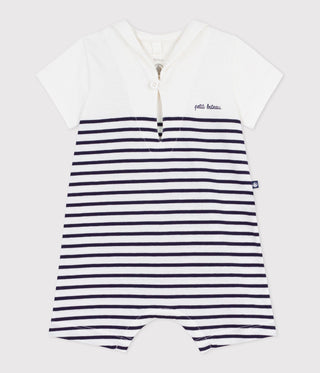 BABY UNISEX ORGANIC COTTON ROMPERS WITH A SAILOR COLLAR