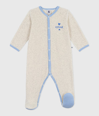 BABY UNISEX VELOUR FOOTED SLEEPSUIT
