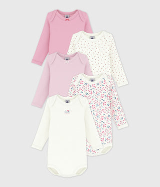 BABY GIRL'S ORGANIC COTTON WRAPOVER BODYSUIT - 5-PACK