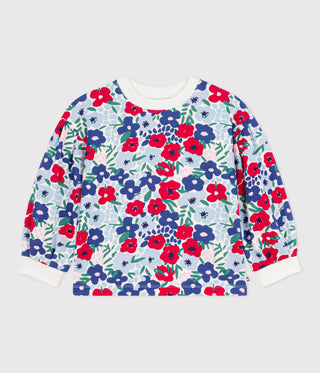 GIRL'S FLORAL PRINT COTTON SWEATSHIRT