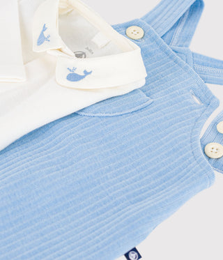 BABY BOY'S ORGANIC COTTON DUNGAREES AND BODYSUIT 2-PC SET