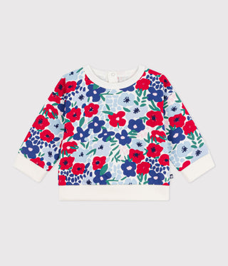 BABY GIRL'S FLOWER-PRINT COTTON HOODED SWEATSHIRT