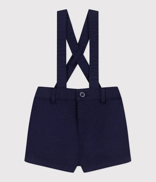 BABY BOY'S COTTON TWILL SHORTS WITH STRAPS