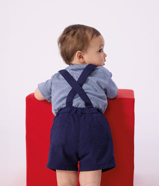 BABY BOY'S COTTON TWILL SHORTS WITH STRAPS