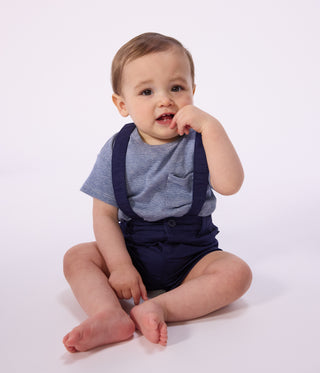 BABY BOY'S COTTON TWILL SHORTS WITH STRAPS