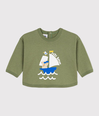 BABY BOY'S ORGANIC COTTON HOODED SWEATSHIRT WITH PATTERNS