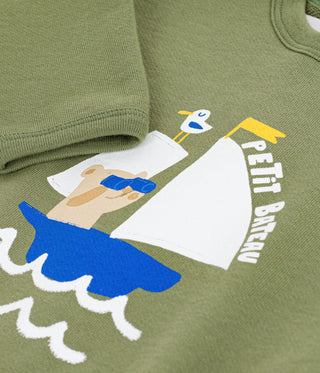 BABY BOY'S ORGANIC COTTON HOODED SWEATSHIRT WITH PATTERNS