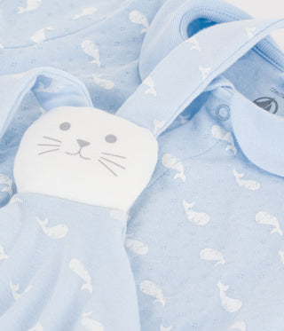 NEWBORN BABY BOY'S ORGANIC COTTON ROMPERS AND TOY 2-PC GIFT SET