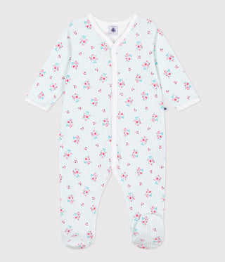 BABY GIRL'S ORGANIC COTTON FOOTED SLEEPSUIT